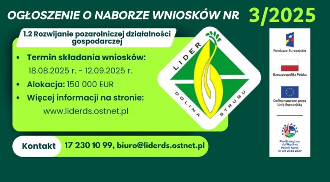 Ogłoszenie o naborze wniosków nr 3/2025
