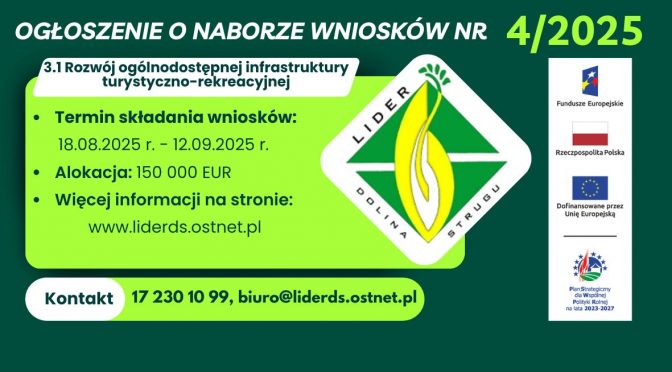 OGŁOSZENIE O NABORZE wniosków NR 4/2025