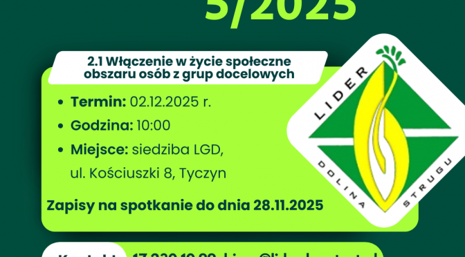 SPOTKANIE INFORMACYJNO – SZKOLENIOWE DOTYCZĄCE NABORU 5/2025